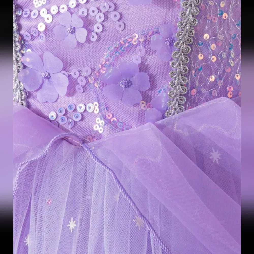 Purple Princess Dress with Tulle Overlay